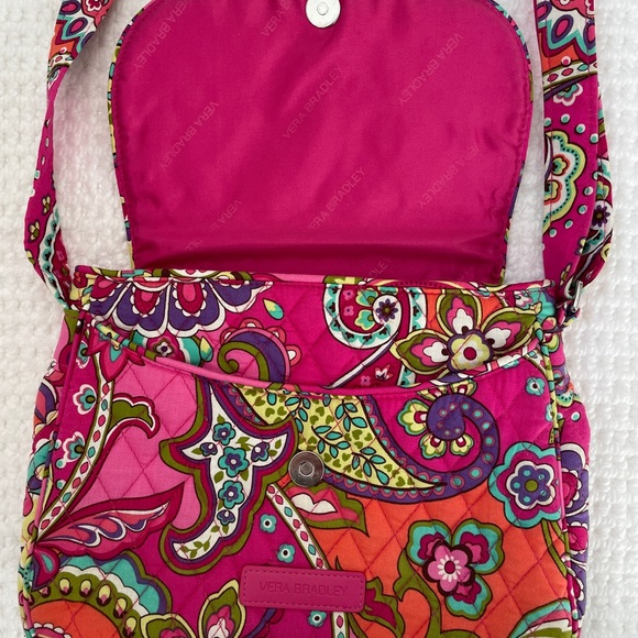 Vera Bradley Triple ZIP Hipster - Pink Swirls Small Flap Crossbody Bag - Picture 6 of 8